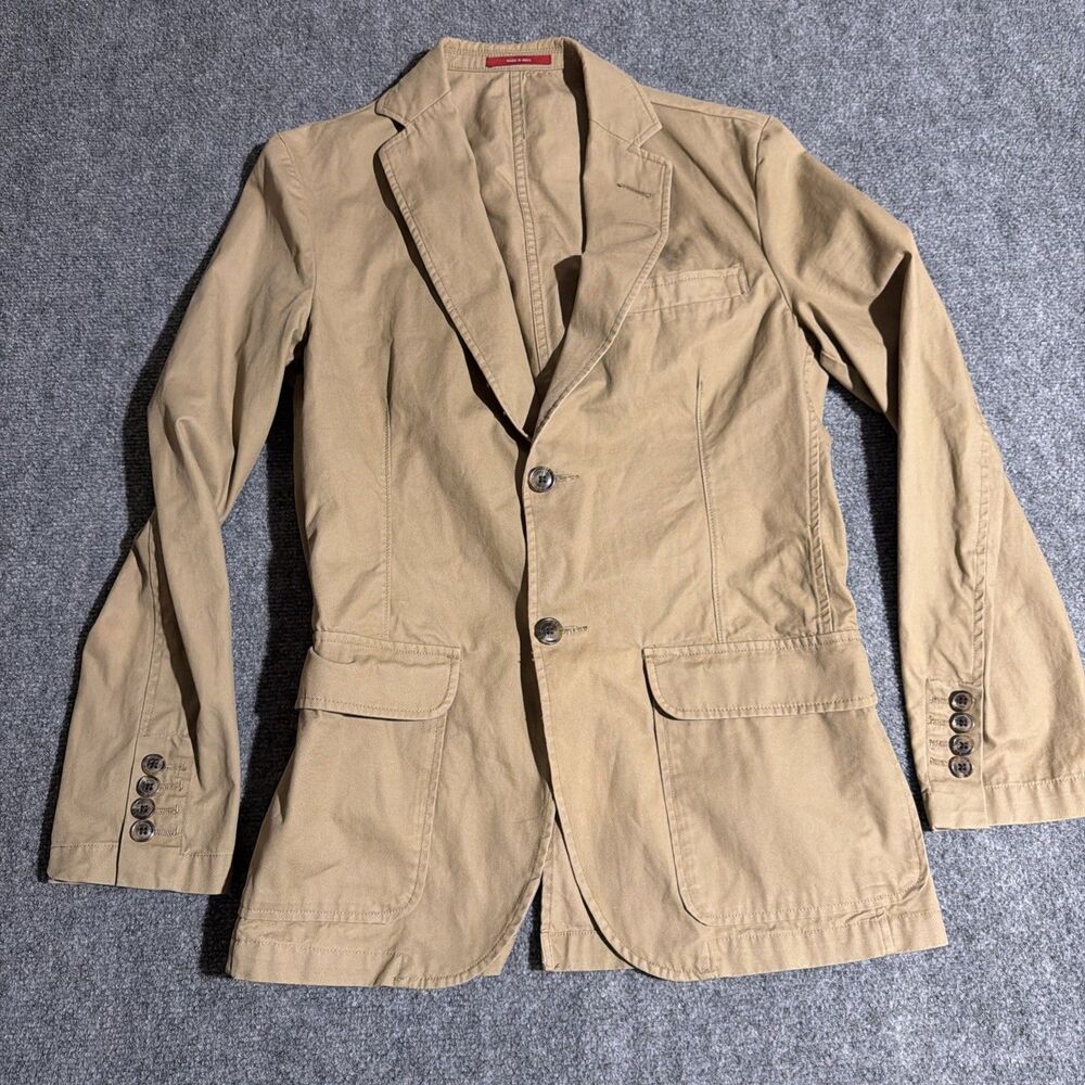 Merona Blazer Jacket Mens Small Beige Single-Breasted 2-Button Notch Lapel